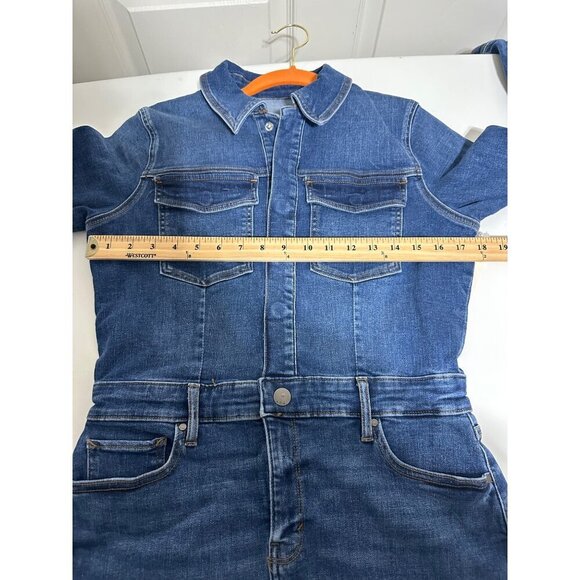A.N.A Denim Shirt Dress XS Long Sleeve Button Down With Pockets Frayed Hem NWT - Picture 5 of 9